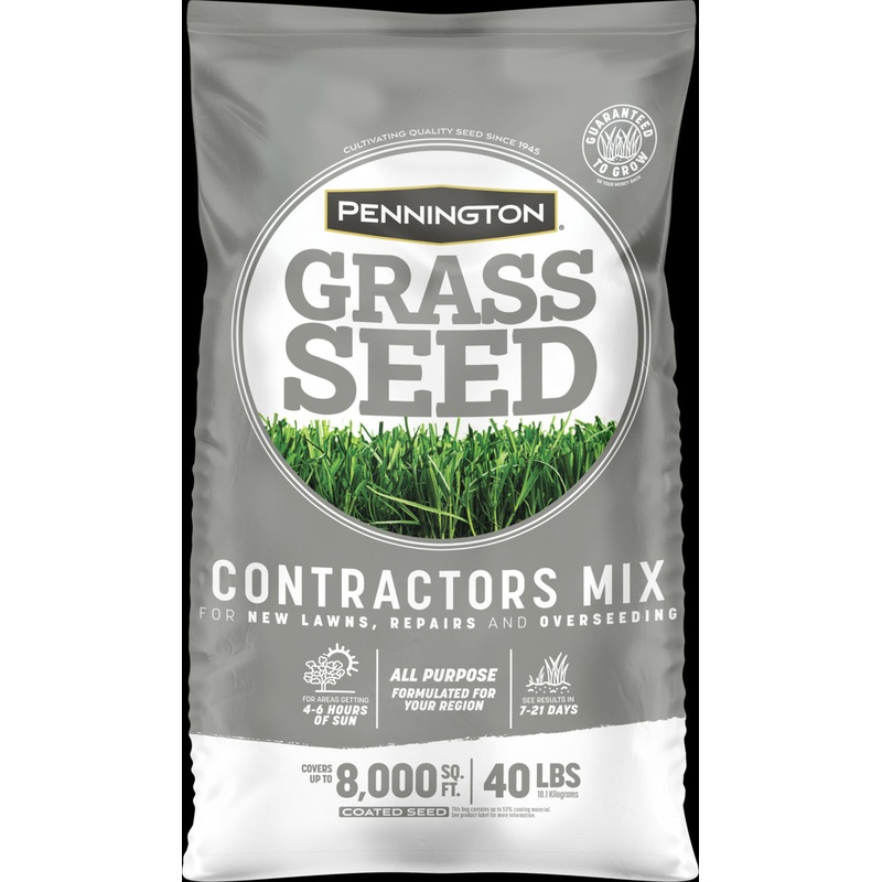 Pennington 100544318 Grass Seed, Contractors Mix, 40 lb Bag