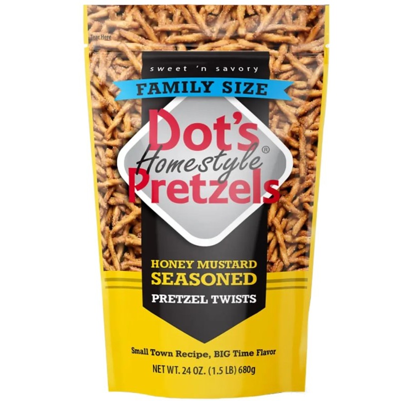 Dot’s Homestyle Pretzels 71926 Snacks, Pieces, Honey Mustard, 24 oz