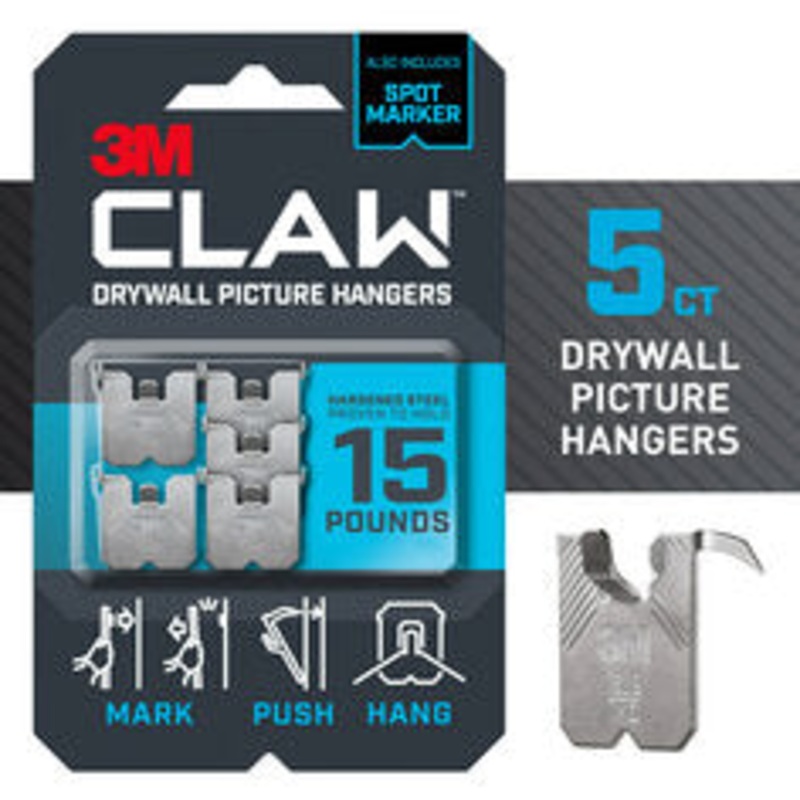 3M CLAW 15 lb. Drywall Picture Hanger With Spot Markers