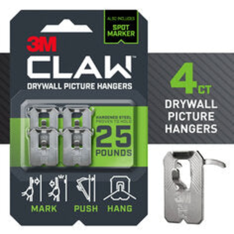 3M CLAW 25 lb. Drywall Picture Hanger With Spot Markers