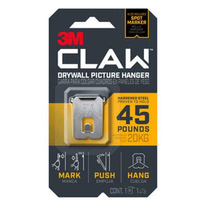 3M CLAW 45 lb. Drywall Picture Hanger With Spot Markers