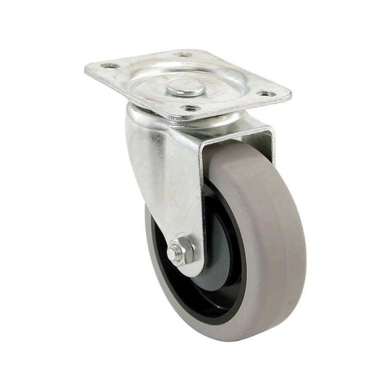 Shepherd Hardware 4-Inch Rigid Plate Caster, Rubber Wheel, 250-lb Load Capacity