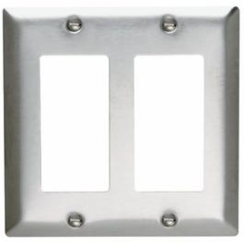 Wall Plate, 2-Gang, Stainless Steel