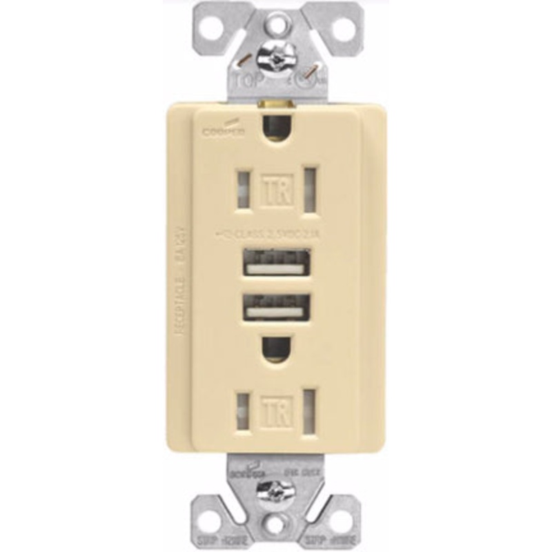 USB IVORY TR RECEPTACLE 3.1 AMP USB