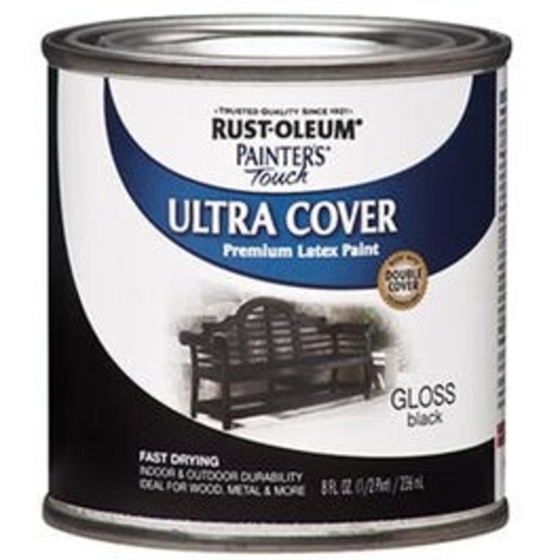 Painter’s Touch Ultra Cover Latex Paint, Gloss Black, 1/2-Pint