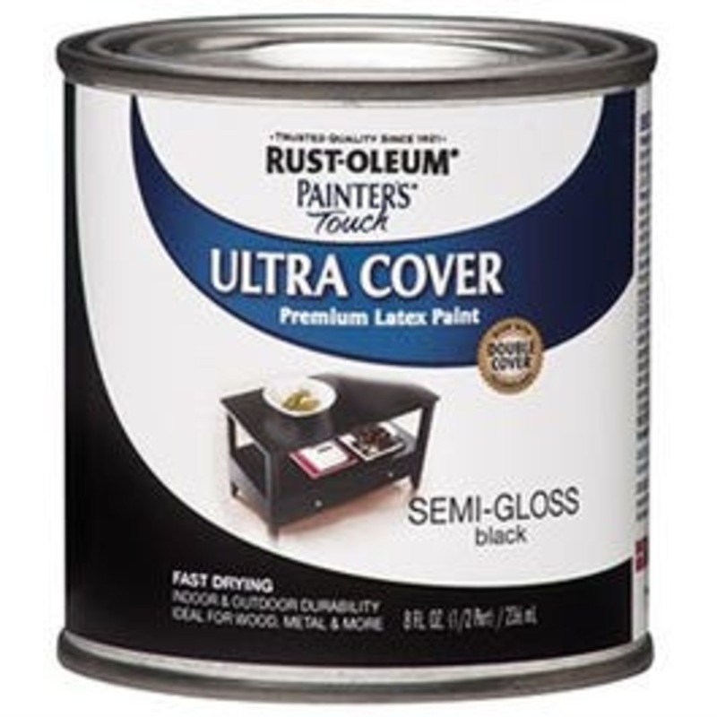Painter’s Touch Ultra Cover Latex Paint, Semi-Gloss Black, 1/2-Pint