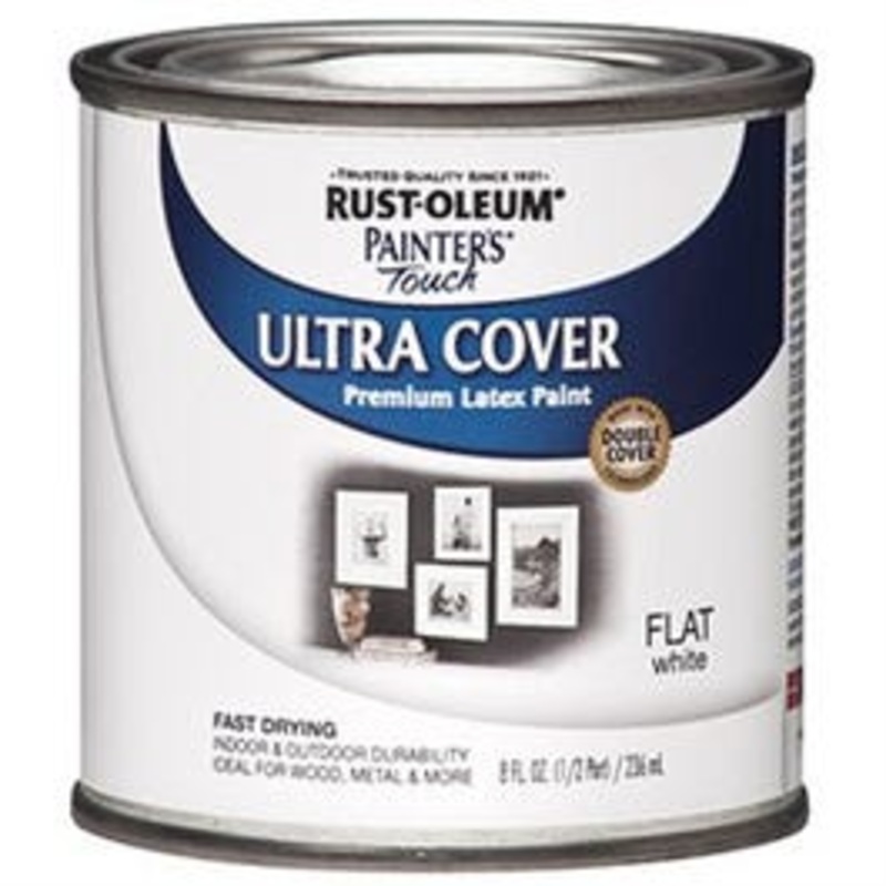 Painter’s Touch Ultra Cover Latex Paint, Flat White, 1/2-Pint