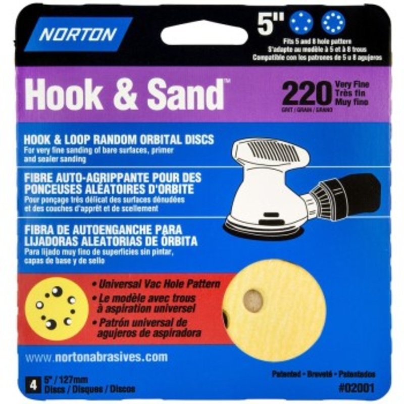Norton 07660702001 02001 220 5×5 8 Hole Sand Disc