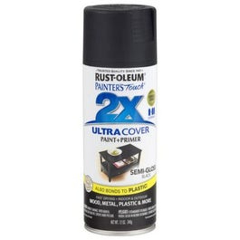 Painter’s Touch 2X Spray Paint, Semi-Gloss Black, 12-oz.