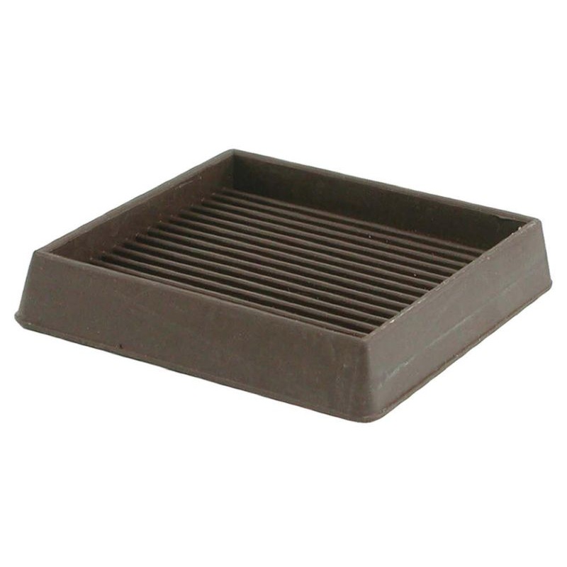 Shepherd Hardware 3-Inch Square Rubber Furniture Cups, Brown, 2-Pack