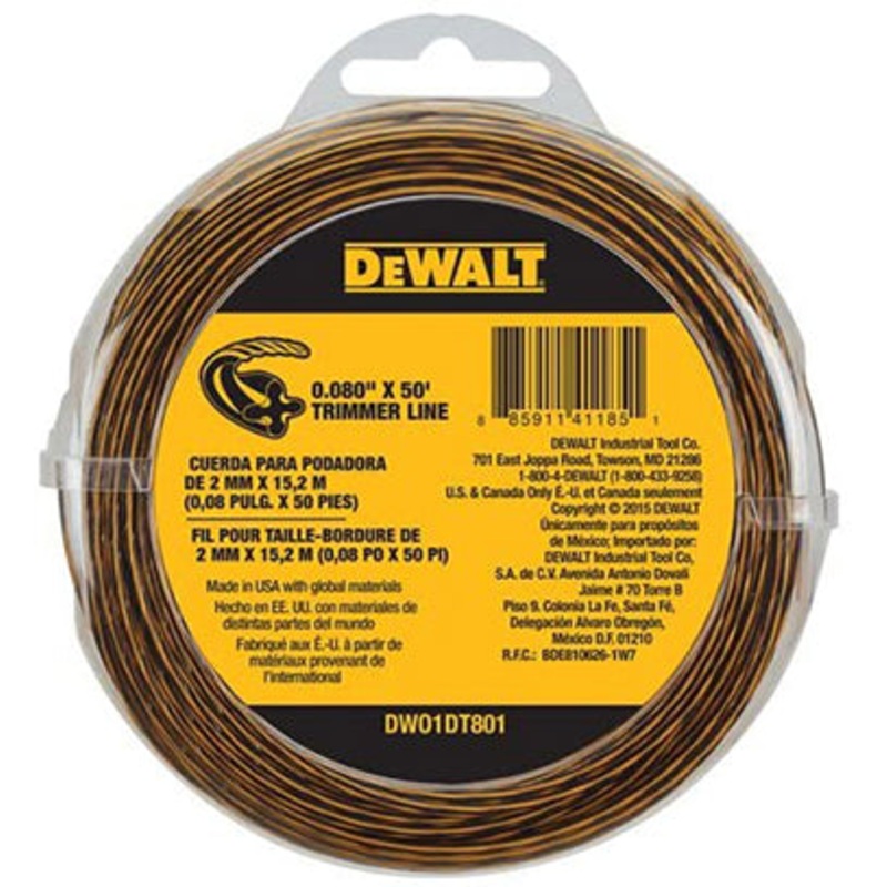 TRIMMER LINE .080 X 50 FT BK/YL