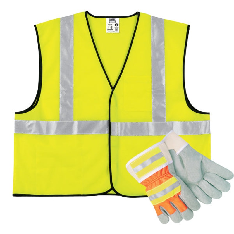 SAFETY WORKS Combo Kit – ANSI Class II Vest & Glove (X-Large)