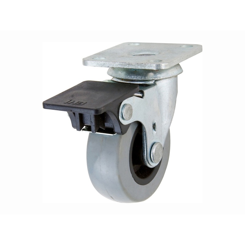 Shepherd Hardware 2-Inch Medium Duty Plate Caster with Brake, 88-lb Load Capacity
