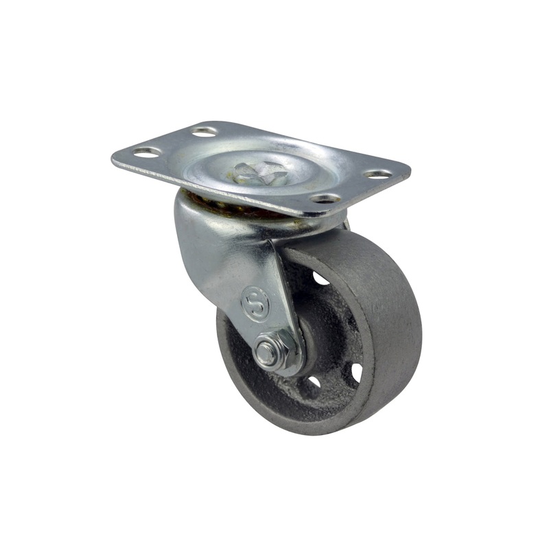 Shepherd Hardware 2-Inch Swivel Plate Cast Iron Caster, 125-lb Load Capacity