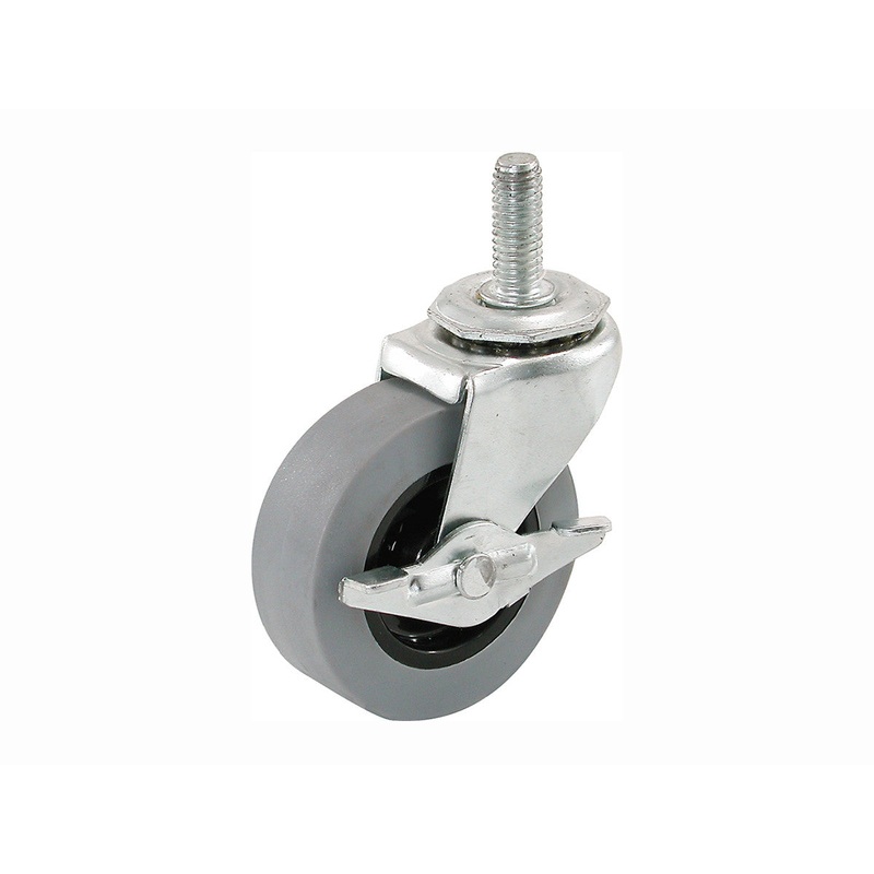 Shepherd Hardware 2-Inch Threaded Stem TPR Caster with Brake, 80-lb Load Capacity