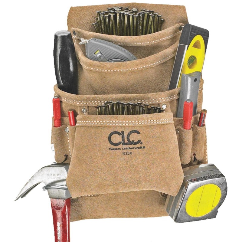 CLC 10-Pocket Suede Leather Carpenter’s Nail & Tool Bag
