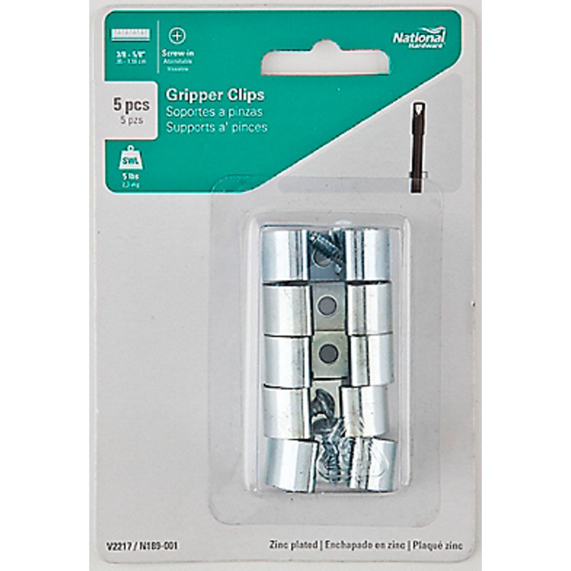National Hardware Gripper Clips 3/8-5/8, Zinc Plated
