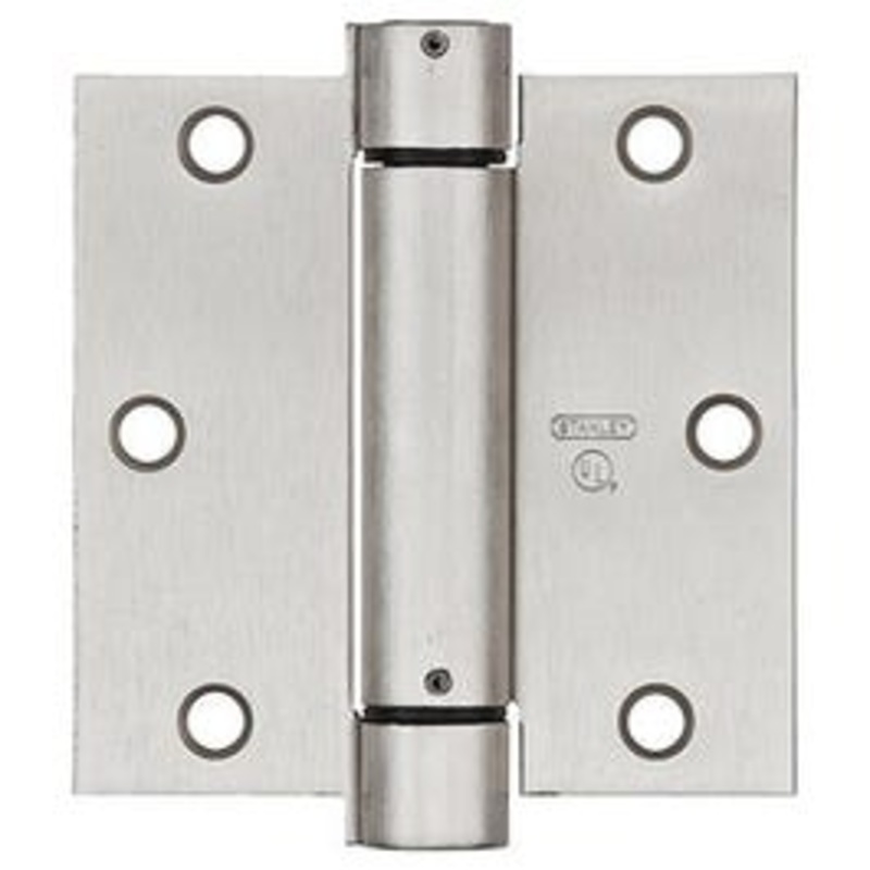 Spring Door Hinge, Adjustable, Nickel, 3.5-In.