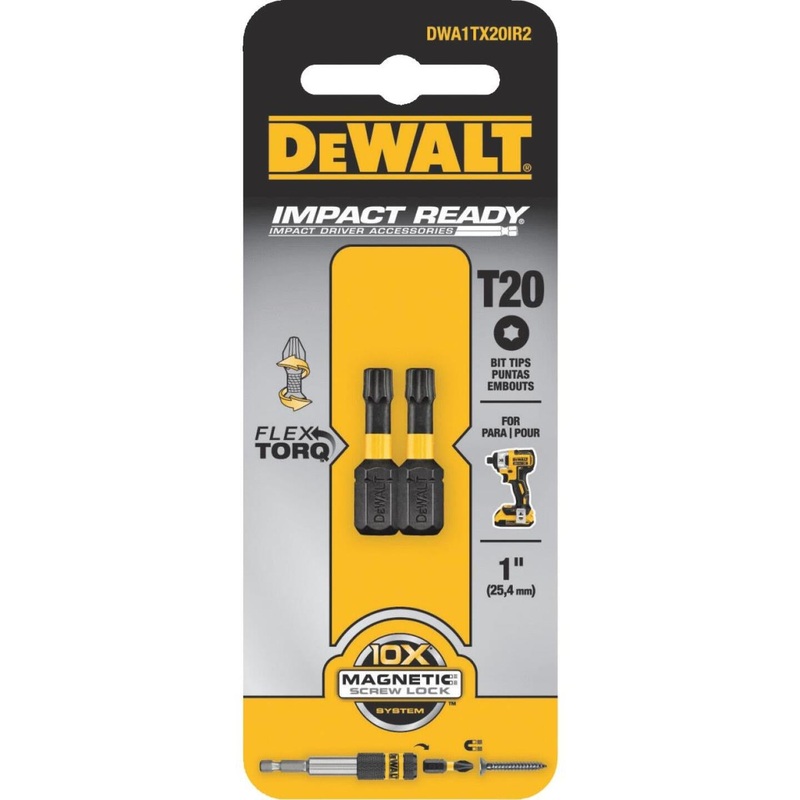 DeWalt FlexTorq 1 In. T20 TORX Insert Impact Screwdriver Bit (2-Pack)